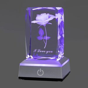 hochance 3D Rose Crystal Multicolor Nightlight,